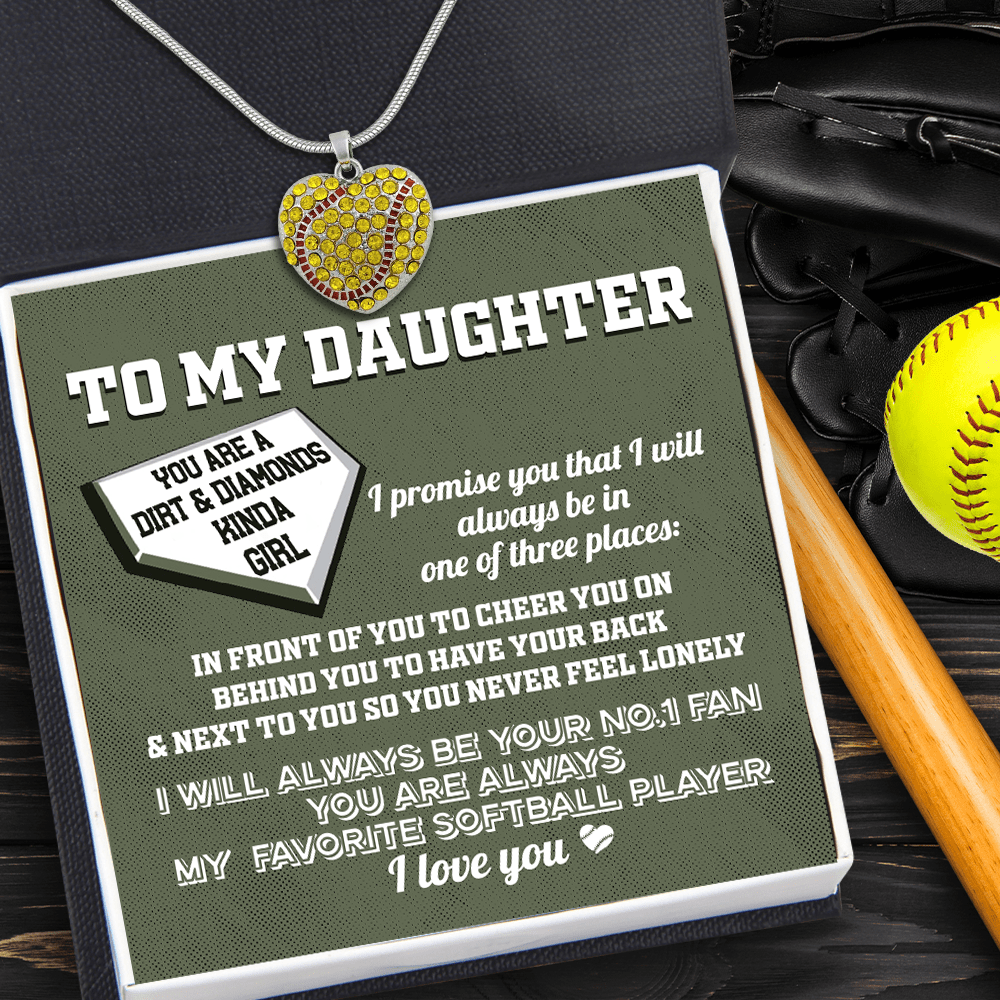 New Softball Heart Necklace - Softball - To My Granddaughter - I Will Alaways Be Your No.1 Fan - Gnep23016