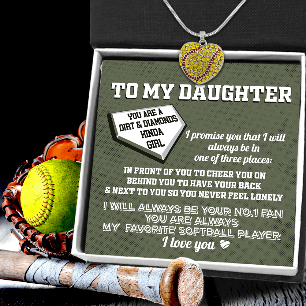 New Softball Heart Necklace - Softball - To My Granddaughter - I Will Alaways Be Your No.1 Fan - Gnep23016