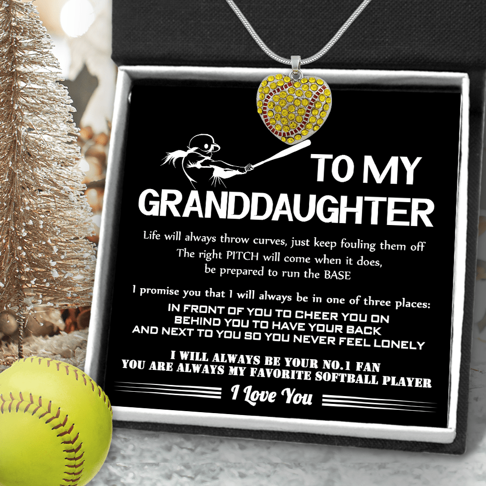 New Softball Heart Necklace - Softball - To My Granddaughter - I Will Always Be Your No.1 Fan - Gnep23004
