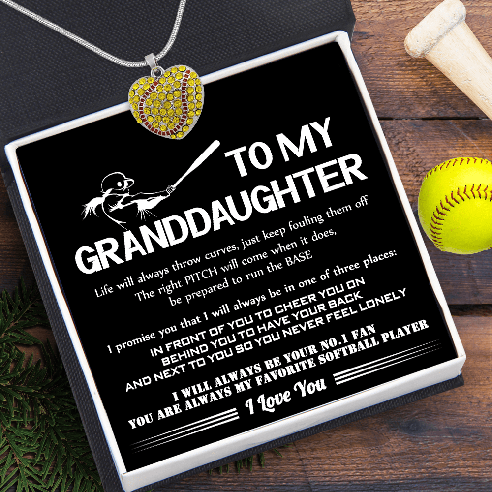 New Softball Heart Necklace - Softball - To My Granddaughter - I Will Always Be Your No.1 Fan - Gnep23004