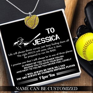 New Softball Heart Necklace - Softball - To My Granddaughter - I Will Always Be Your No.1 Fan - Gnep23004