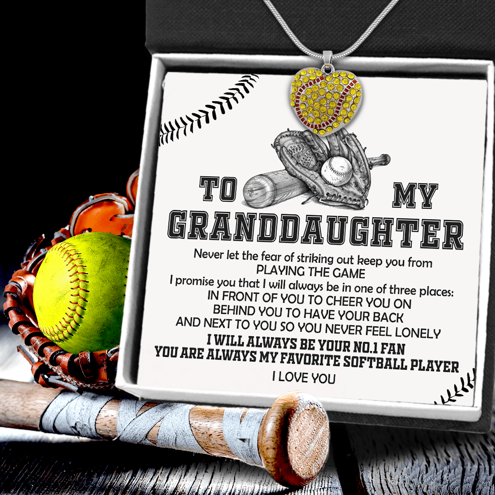 New Softball Heart Necklace - Softball - To My Granddaughter - I Will Always Be Your No.1 Fan - Gnep23009