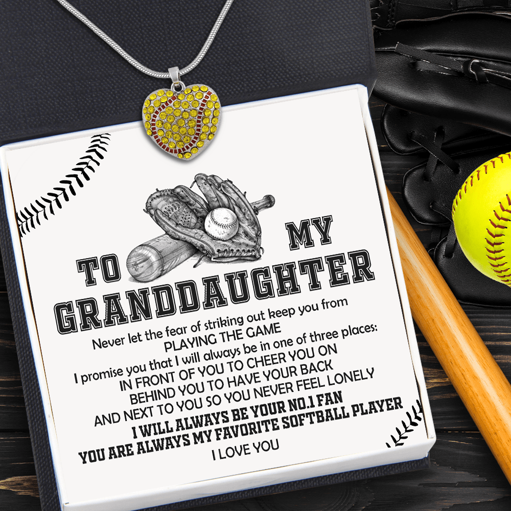 New Softball Heart Necklace - Softball - To My Granddaughter - I Will Always Be Your No.1 Fan - Gnep23009