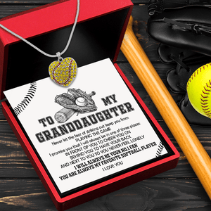 New Softball Heart Necklace - Softball - To My Granddaughter - I Will Always Be Your No.1 Fan - Gnep23009