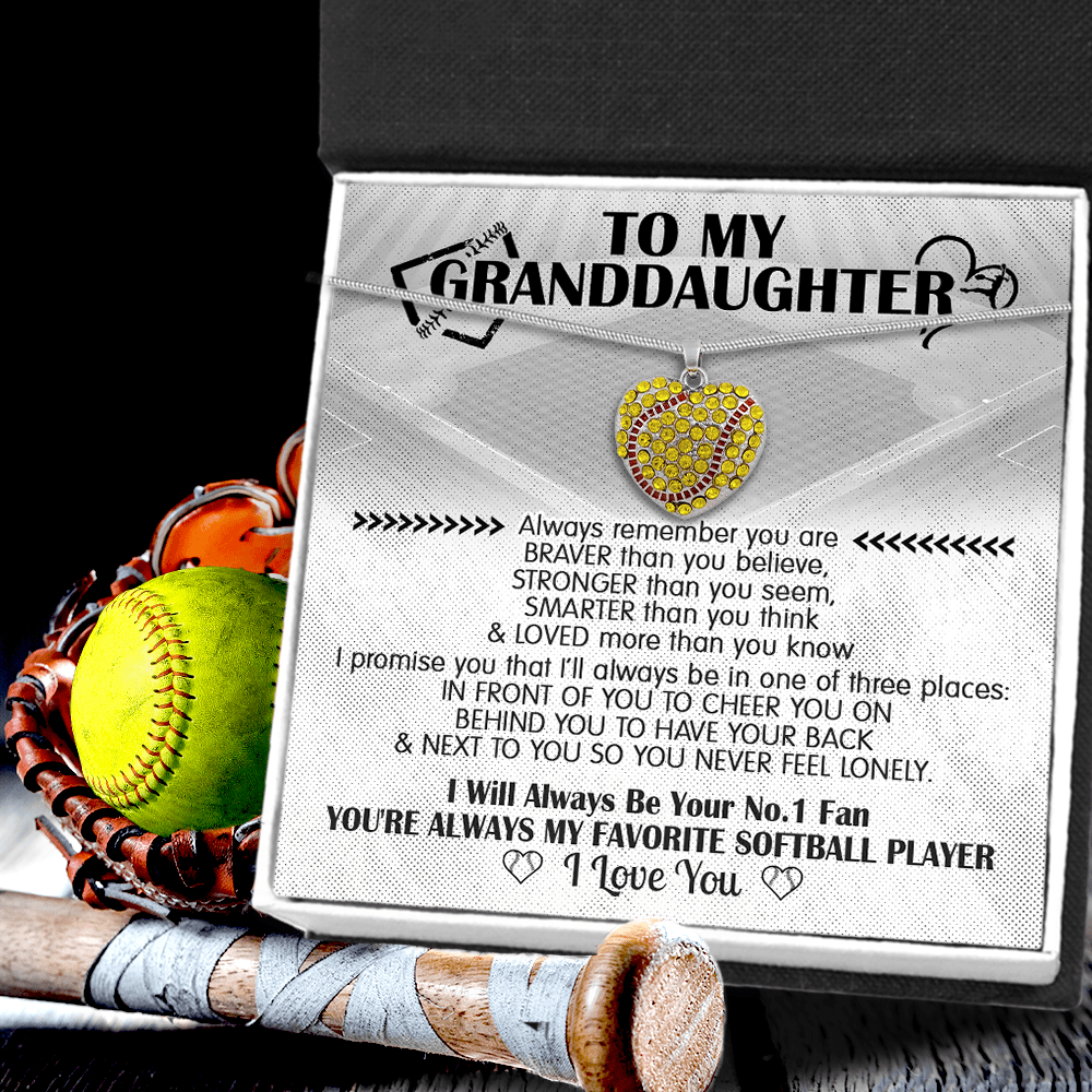 New Softball Heart Necklace - Softball - To My Granddaughter - I Will Always Be Your No.1 Fan - Gnep23019
