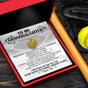 New Softball Heart Necklace - Softball - To My Granddaughter - I Will Always Be Your No.1 Fan - Gnep23019