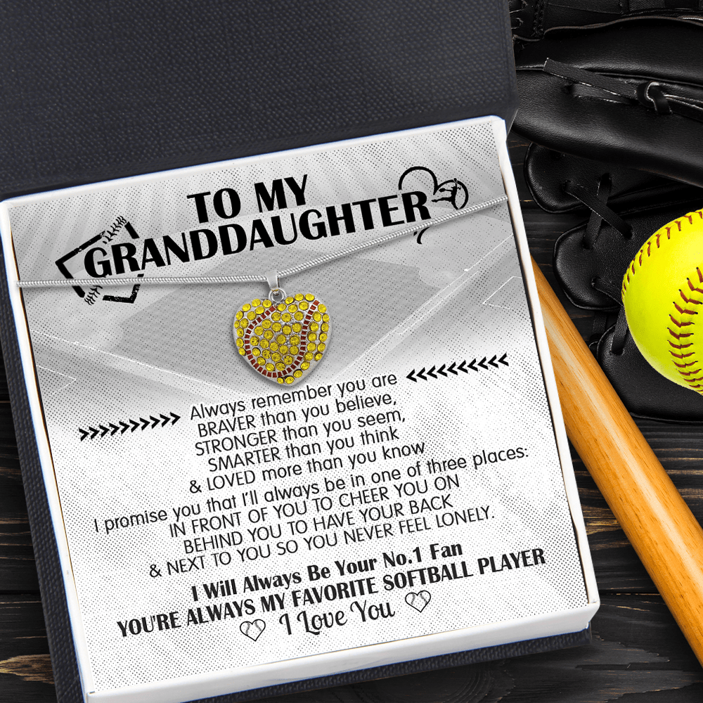 New Softball Heart Necklace - Softball - To My Granddaughter - I Will Always Be Your No.1 Fan - Gnep23019
