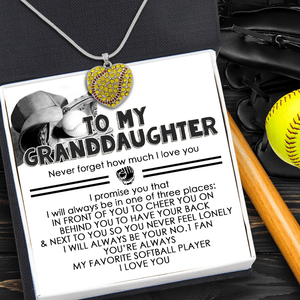 New Softball Heart Necklace - Softball - To My Granddaughter - I Will Always Behind You To Have Your Back - Gnep23010