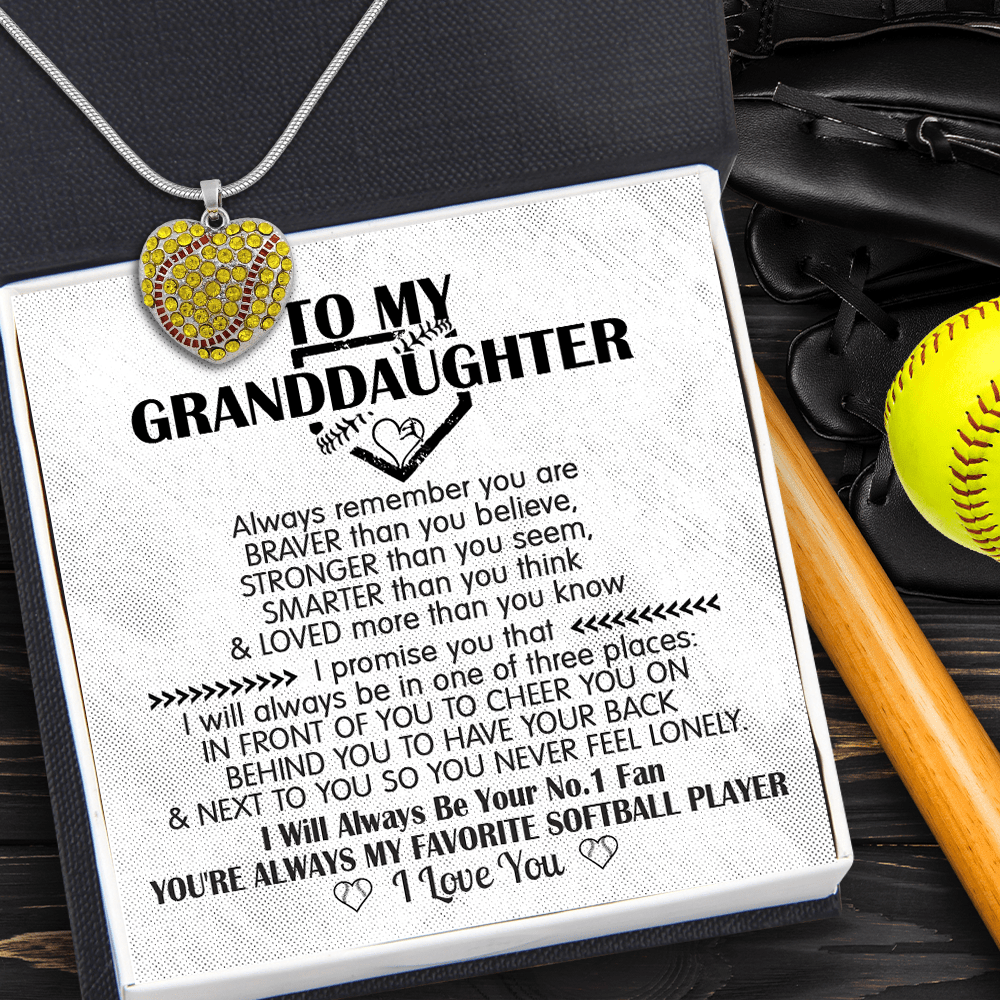 New Softball Heart Necklace - Softball - To My Granddaughter - You Are Always My Favorite Softball Player - Gnep23017