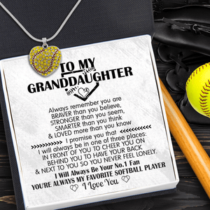 New Softball Heart Necklace - Softball - To My Granddaughter - You Are Always My Favorite Softball Player - Gnep23017