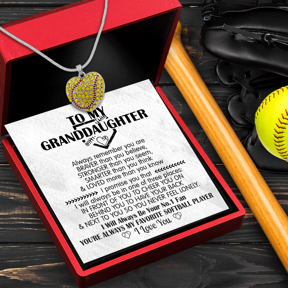 New Softball Heart Necklace - Softball - To My Granddaughter - You Are Always My Favorite Softball Player - Gnep23017