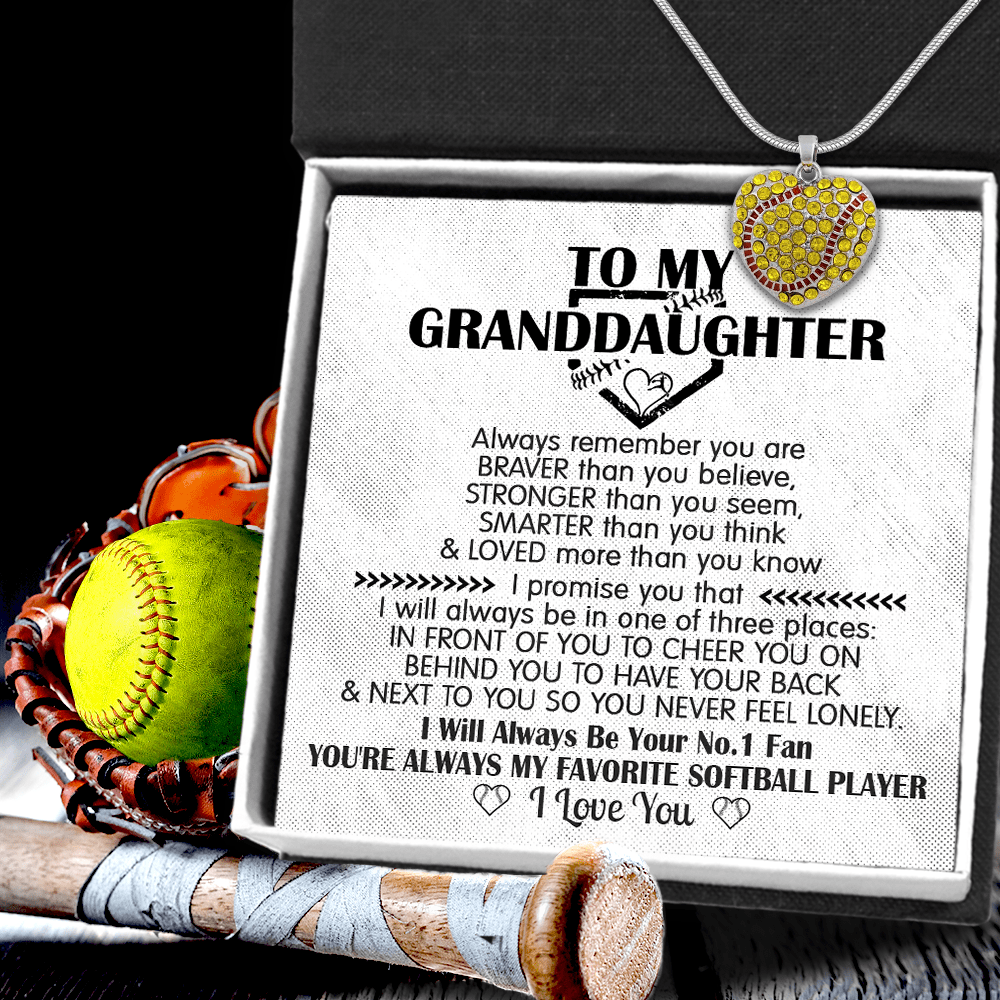 New Softball Heart Necklace - Softball - To My Granddaughter - You Are Always My Favorite Softball Player - Gnep23017
