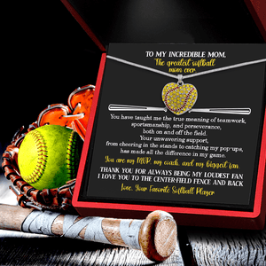 New Softball Heart Necklace - Softball - To My Incredible Mom - I Love You To The Center-field Fence And Back - Gnep19021