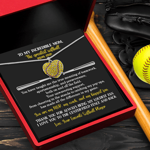 New Softball Heart Necklace - Softball - To My Incredible Mom - I Love You To The Center-field Fence And Back - Gnep19021