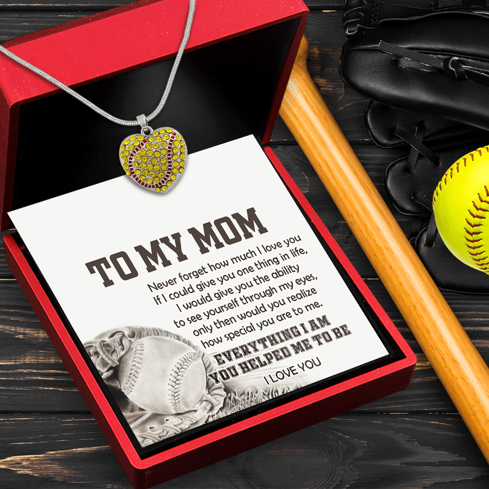 New Softball Heart Necklace - Softball - To My Mom - How Special You Are To Me - Gnep19014