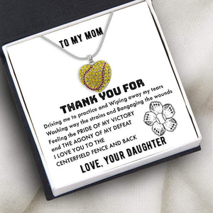 New Softball Heart Necklace - Softball - To My Mom - I Love You To The Centerfield And Back - Gnep19002