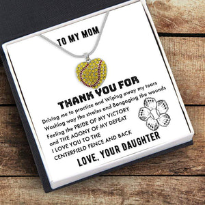 New Softball Heart Necklace - Softball - To My Mom - I Love You To The Centerfield And Back - Gnep19002