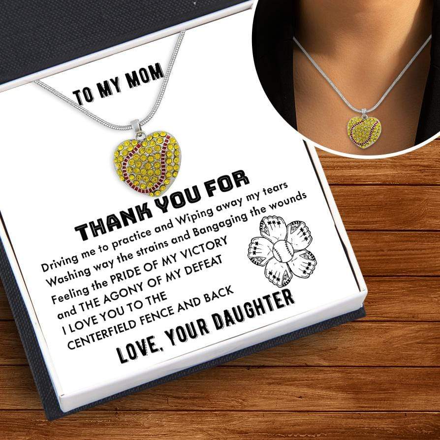 New Softball Heart Necklace - Softball - To My Mom - I Love You To The Centerfield And Back - Gnep19002