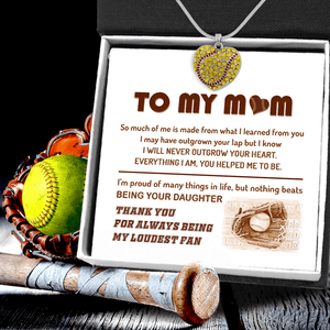 New Softball Heart Necklace - Softball - To My Mom - So Much Of Me Is Made From What I Learned From You - Gnep19010