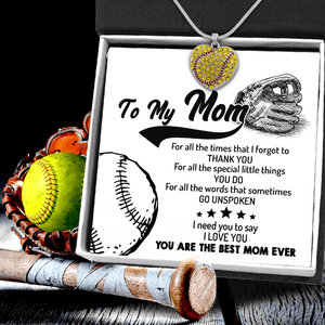 New Softball Heart Necklace - Softball - To My Mom - Thank You For All The Special Little Things - Gnep19015