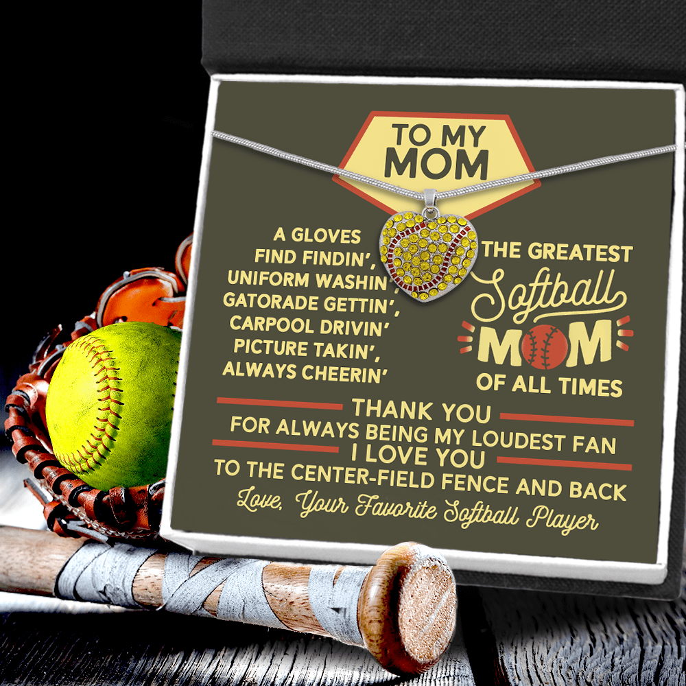 New Softball Heart Necklace - Softball - To My Mom - Thank You For Always Being My Loudest Fan - Gnep19022