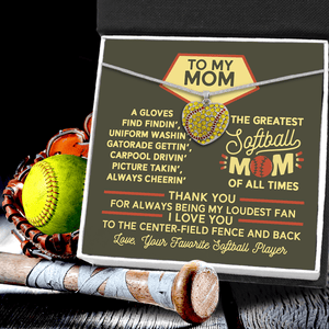 New Softball Heart Necklace - Softball - To My Mom - Thank You For Always Being My Loudest Fan - Gnep19022