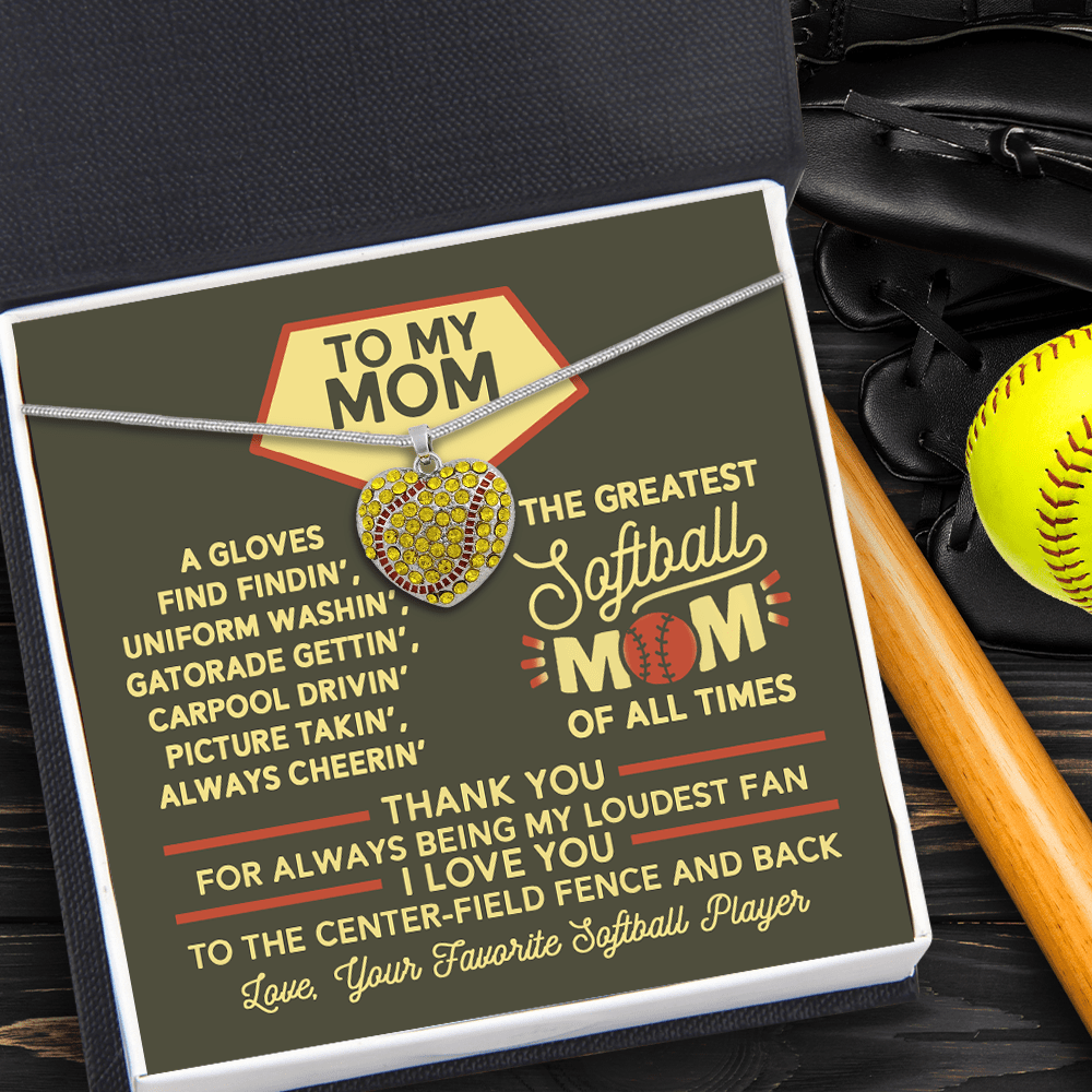 New Softball Heart Necklace - Softball - To My Mom - Thank You For Always Being My Loudest Fan - Gnep19022