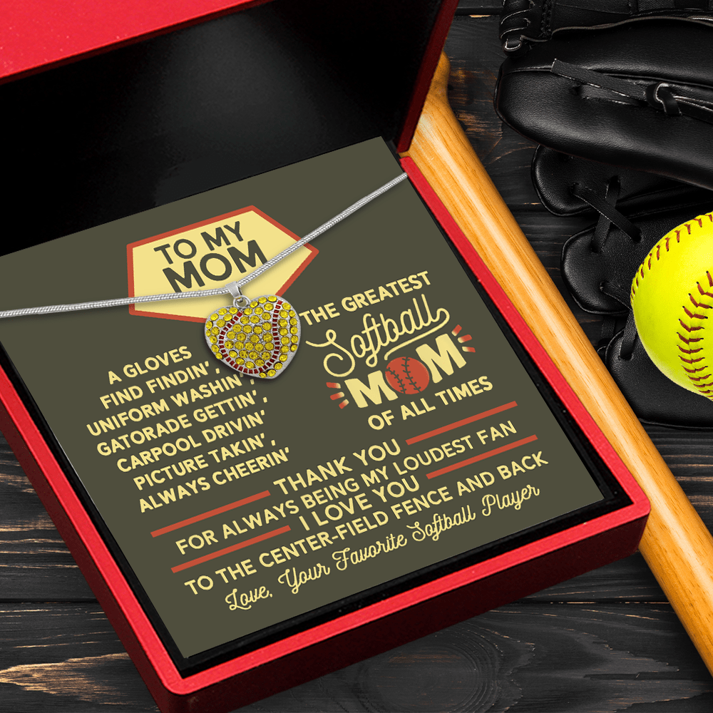 New Softball Heart Necklace - Softball - To My Mom - Thank You For Always Being My Loudest Fan - Gnep19022
