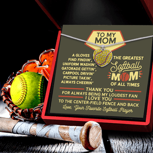 New Softball Heart Necklace - Softball - To My Mom - Thank You For Always Being My Loudest Fan - Gnep19022