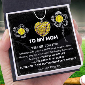 New Softball Heart Necklace - Softball - To My Mom - Thank You For Feeling The Pride Of My Victory - Gnep19005