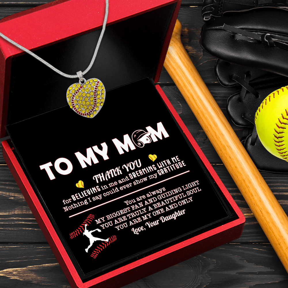 New Softball Heart Necklace - Softball - To My Mom - You Are Always My Biggest Fan And Guiding Light - Gnep19009