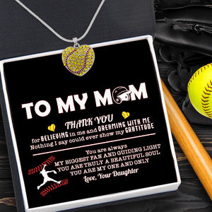 New Softball Heart Necklace - Softball - To My Mom - You Are Always My Biggest Fan And Guiding Light - Gnep19009