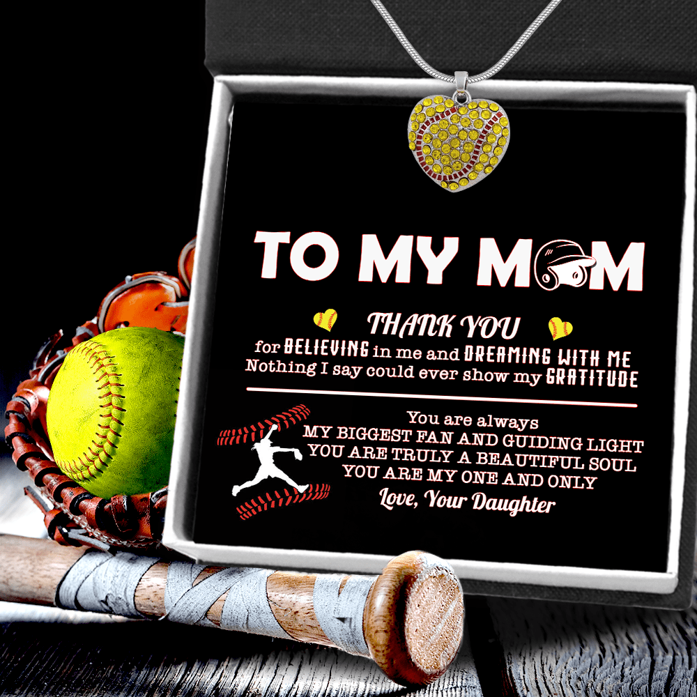 New Softball Heart Necklace - Softball - To My Mom - You Are Always My Biggest Fan And Guiding Light - Gnep19009