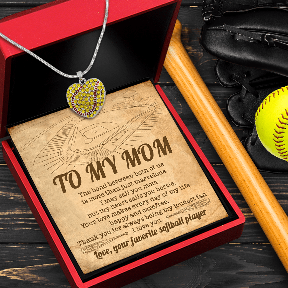 New Softball Heart Necklace - Softball - To My Mom - Your Love Makes Every Day Of My Life Happy And Carefree - Gnep19017