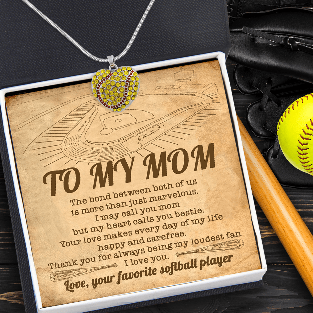 New Softball Heart Necklace - Softball - To My Mom - Your Love Makes Every Day Of My Life Happy And Carefree - Gnep19017