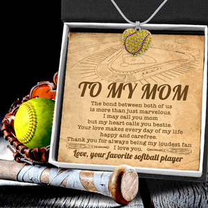 New Softball Heart Necklace - Softball - To My Mom - Your Love Makes Every Day Of My Life Happy And Carefree - Gnep19017