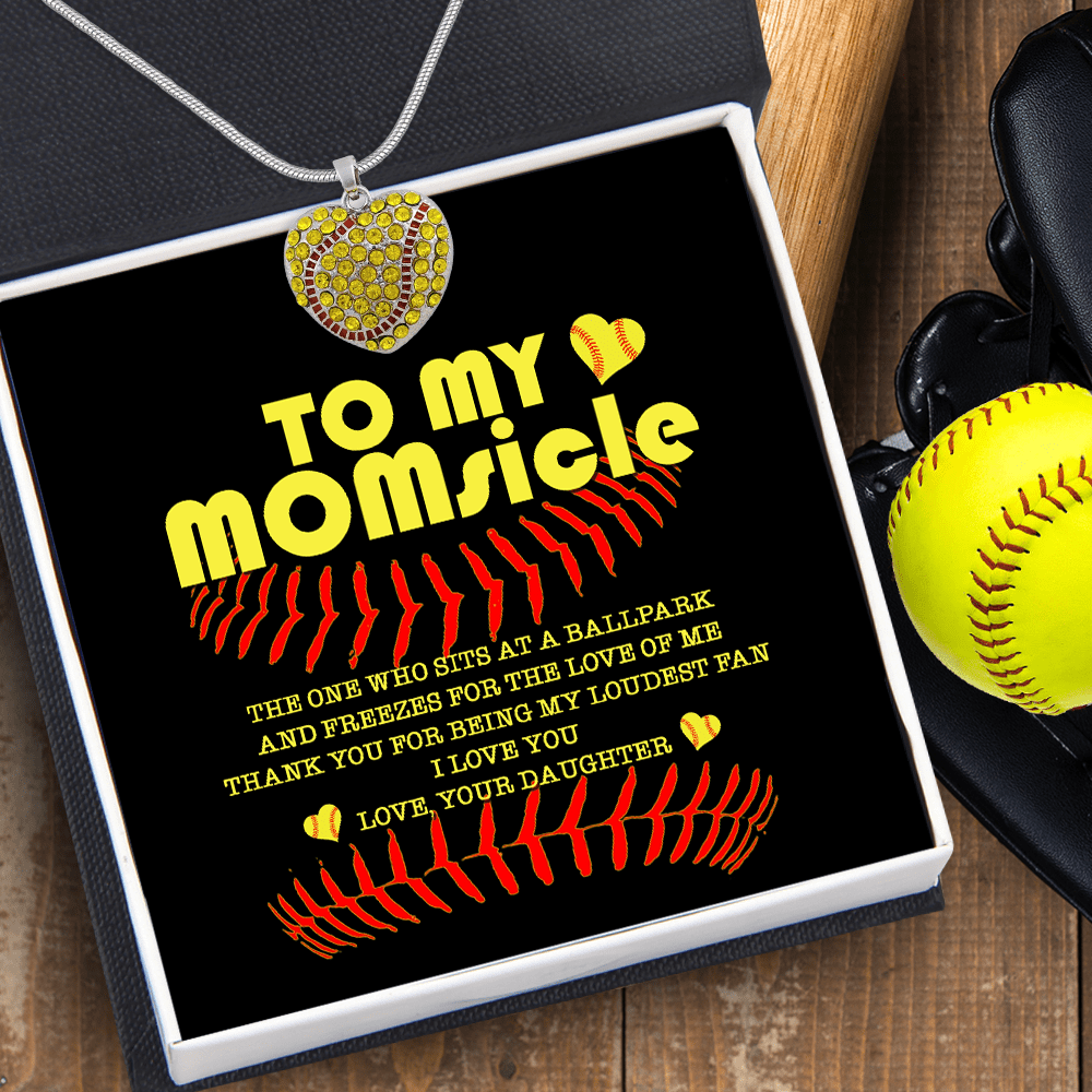 New Softball Heart Necklace - Softball - To My Momsicle - Thank You For Being My Loudest Fan - Gnep19008