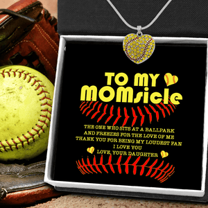 New Softball Heart Necklace - Softball - To My Momsicle - Thank You For Being My Loudest Fan - Gnep19008