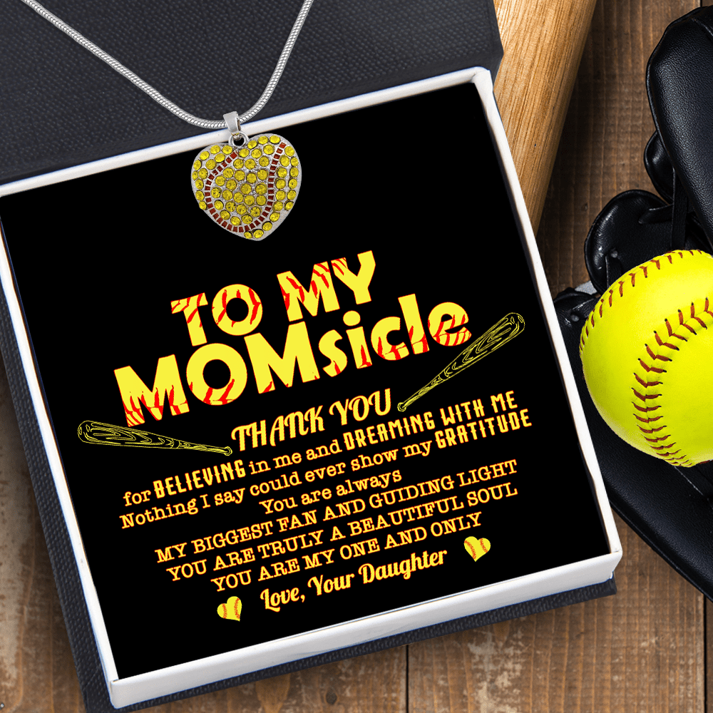New Softball Heart Necklace - Softball - To My Momsicle - You Are Always My Biggest Fan And Guiding Light - Gnep19007