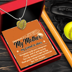 New Softball Heart Necklace - Softball - To My Mother - You're The Sunshine To Light My Day - Gnep19016
