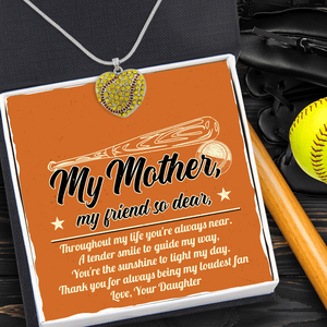 New Softball Heart Necklace - Softball - To My Mother - You're The Sunshine To Light My Day - Gnep19016
