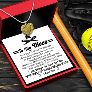 New Softball Heart Necklace - Softball - To My Niece - Follow Your Dreams - Gnep23014