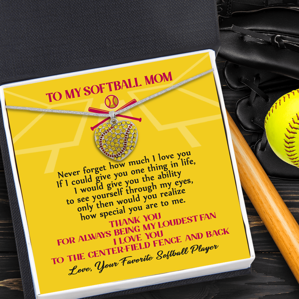 New Softball Heart Necklace - Softball - To My Softball Mom - Thank You For Always Being My Loudest Fan - Gnep19020