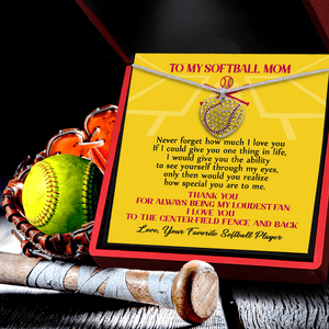 New Softball Heart Necklace - Softball - To My Softball Mom - Thank You For Always Being My Loudest Fan - Gnep19020