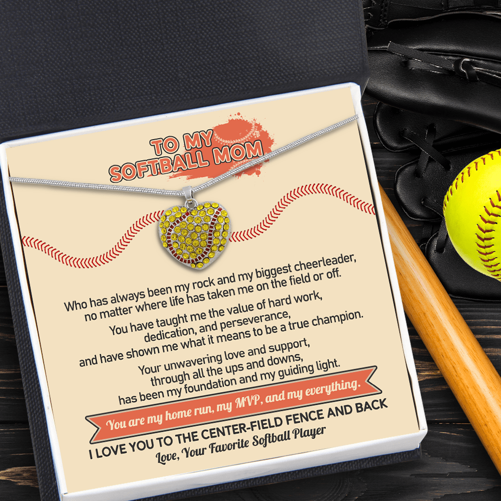 New Softball Heart Necklace - Softball - To My Softball Mom - You Are My Home Run, My Mvp, And My Everything - Gnep19019