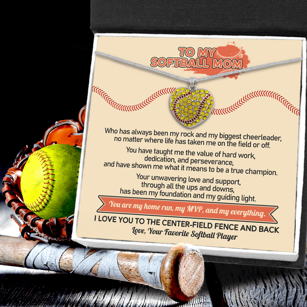 New Softball Heart Necklace - Softball - To My Softball Mom - You Are My Home Run, My Mvp, And My Everything - Gnep19019