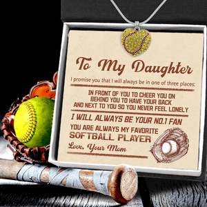 New Softball Heart Necklace - To My Daughter - From Mom - I Will Always Cheer You On - Gnep17007