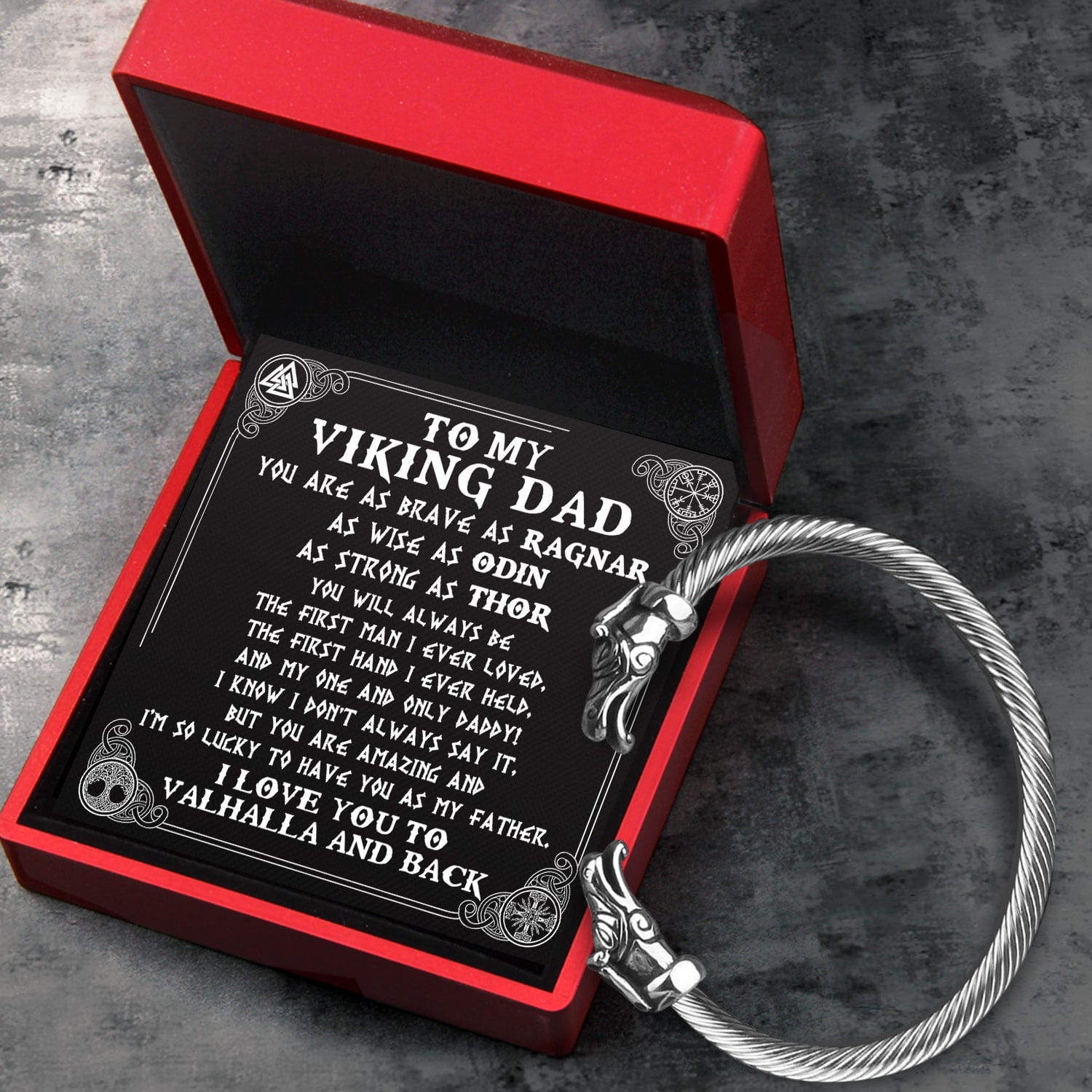 Norse Dragon Bracelet - Viking - From Daughter - To My Dad - I Love You To Valhalla And Back - Gbzi18001