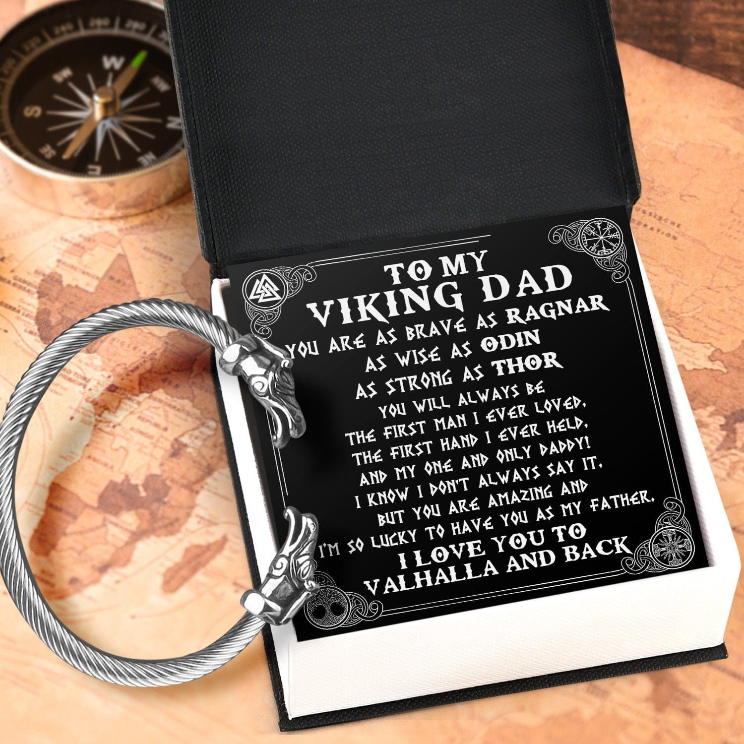 Norse Dragon Bracelet - Viking - From Daughter - To My Dad - I Love You To Valhalla And Back - Gbzi18001