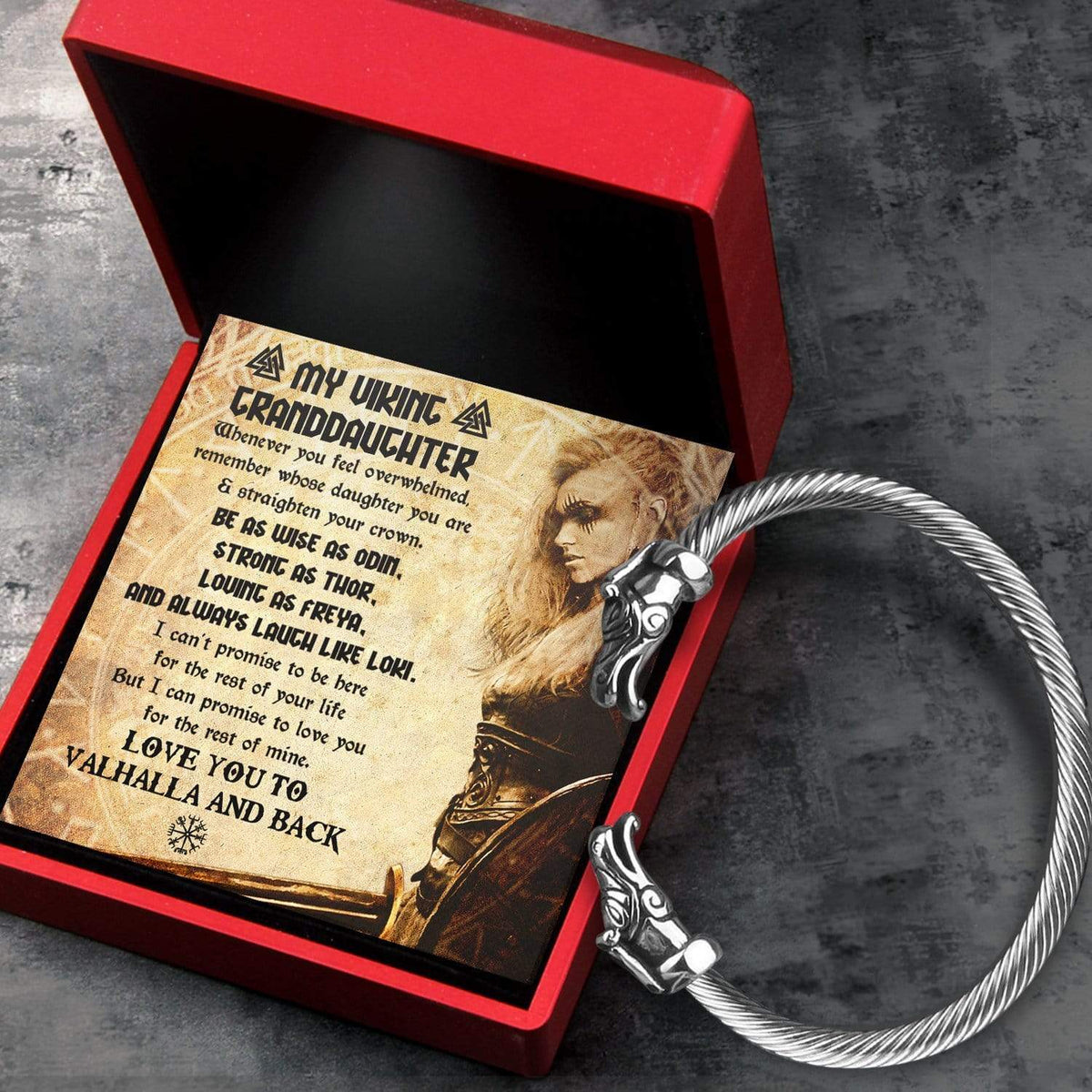 Norse Dragon Bracelet - Viking - My Viking Granddaughter - Love You To Valhalla & Back - Gbzi23001